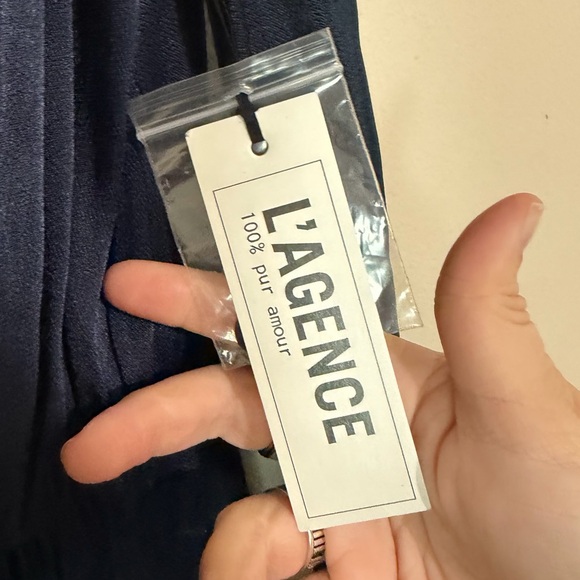 La’gence Navy Blue Long Sleeve Silk Wrap Dress NEW WITH TAGS SIZE 8 - Picture 4 of 8